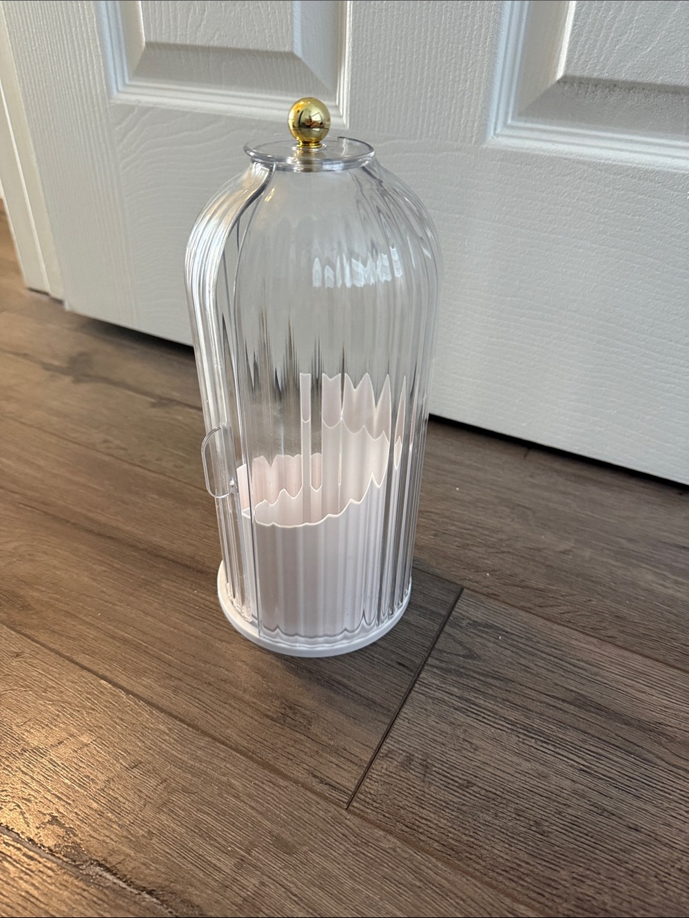 Clear Ribbed makeup brush holder with Gold Top